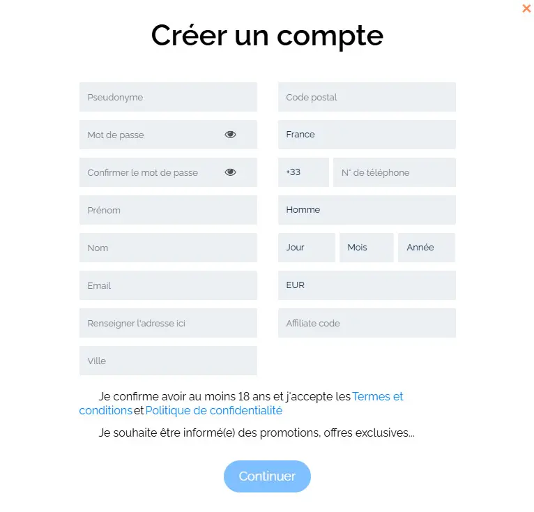 Processus d'inscription ARCANEBET CASINO